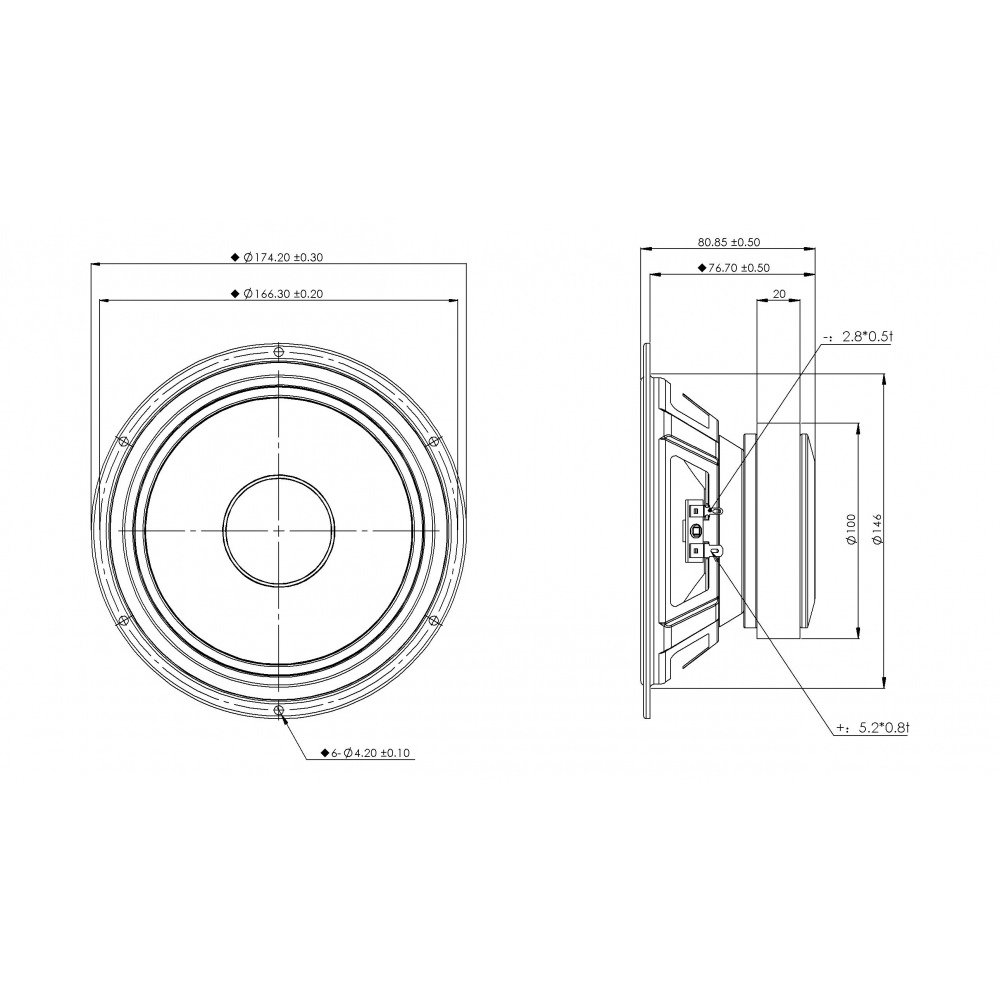 Peerless FSL-0615R02-08 6.5 inch  75W Woofer