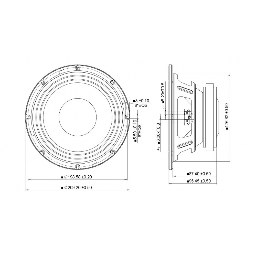 Peerless FSL-0818R01-08 8 inch  150W Woofer