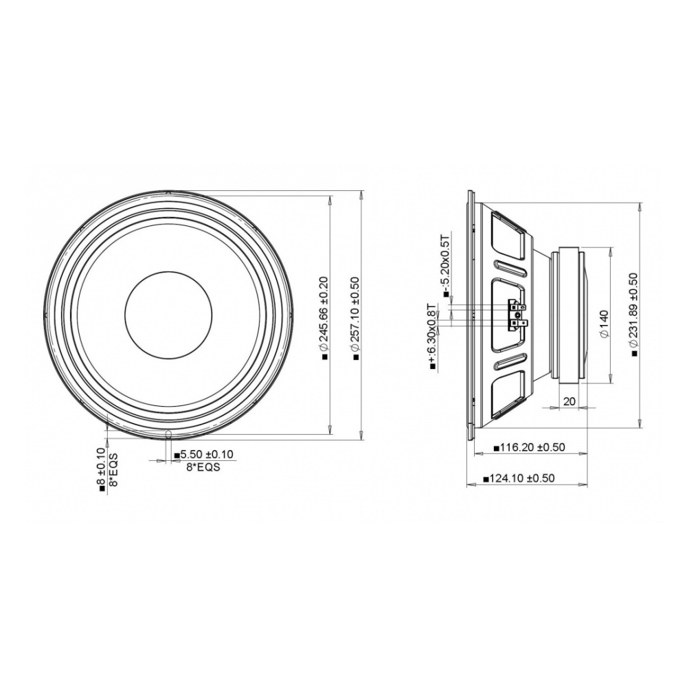 Peerless FSL-1020R02-08 10 inch  170W oofer