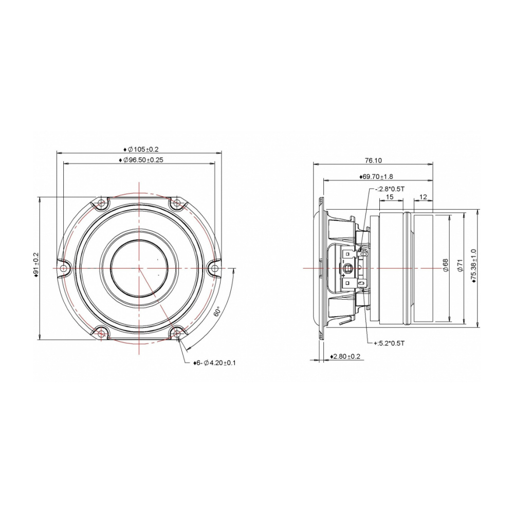 Peerless SLS-85S25CP04-04 3.5 inch  Woofer