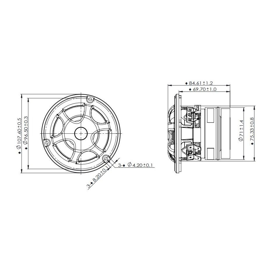 Peerless SLS-85S25CP05-08 3.5 inch  8 Ohm Woofer